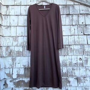 Natori Long Sleeves V-Neck Brown Nightgown